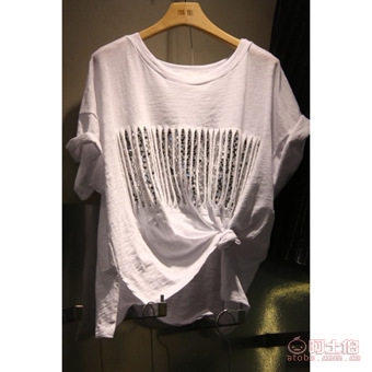 【廠家直銷2018夏季新品韓版亮片短袖寬破洞T恤時尚休閑女上衣潮1155】深圳市南山區(qū)伊人醉服飾批發(fā)商行 - 產(chǎn)品庫
